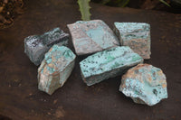 Natural Drusy Coated Chrysocolla Dolomite Specimens x 6 From Likasi, Congo