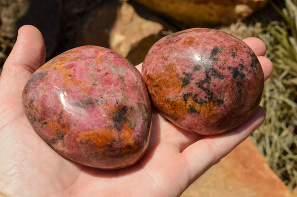 Polished Pink & Black Rhodonite Free Forms  x 6 From Rushinga, Zimbabwe - TopRock