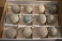 Polished Blue Spotted Spinel Quartz Spheres x 12 From Madagascar