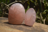 Polished Pink Rose Quartz Standing Free Forms x 2 From Ambatondrazaka, Madagascar - TopRock