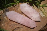 Polished Double Terminated Pink Rose Quartz Points  x 4 From Ambatondrazaka, Madagascar - TopRock