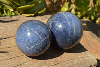 Polished Blue Lazulite Spheres  x 2 From Ambatfinhandrana, Madagascar - TopRock