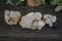 Natural White Phantom Smokey Quartz Clusters  x 3 From Congo - Toprock Gemstones and Minerals 