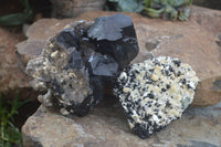 Natural Schorl Black Tourmaline Specimens With Hyalite Opal x 2 From Erongo Mountains, Namibia - TopRock