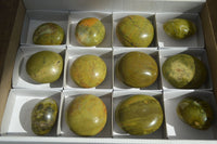 Polished Green Opal Galet / Palm Stones x 12 From Antsirabe Madagascar