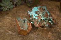 Natural Drusy Coated Chrysocolla & Malachite Specimens x 2 From Likasi, Congo