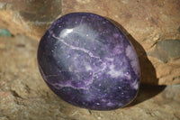 Polished Purple Lepidolite Palm Stones  x 12 From Zimbabwe