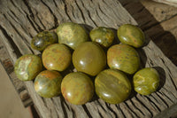 Polished Green Opal Galet / Palm Stones x 12 From Antsirabe Madagascar