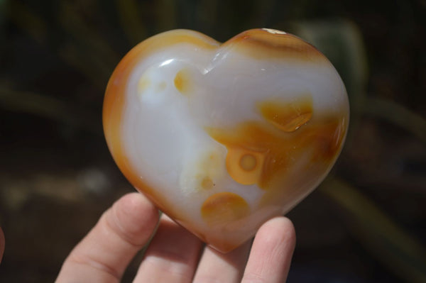 Polished Agate Gemstone Hearts x 3 From Madagascar