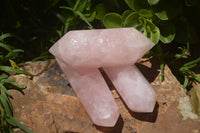 Polished Double Terminated Pink Rose Quartz Points  x 4 From Ambatondrazaka, Madagascar - TopRock