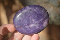 Polished Purple Lepidolite Palm Stones  x 12 From Zimbabwe