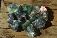 Natural Cobbed & Stone Sealed Watermelon Fluorite Pieces x 12 From Uis, Namibia - TopRock