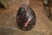 Polished Pink & Black Rhodonite Eggs x 3 From Madagascar