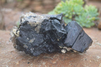 Natural Schorl Black Tourmaline Specimens With Hyalite Opal x 2 From Erongo Mountains, Namibia - TopRock