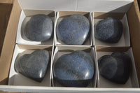 Polished Blue Lazulite Hearts  x 6 From Madagascar