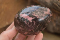 Polished Pink & Black Rhodonite Eggs x 3 From Madagascar