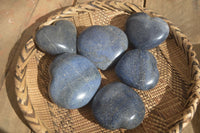 Polished Blue Lazulite Hearts  x 6 From Madagascar