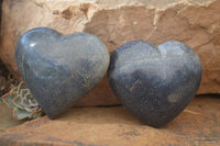 Polished Blue Lazulite Hearts  x 6 From Madagascar