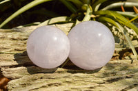 Polished Blue Tinted Rose Quartz Spheres  x 3 From Madagascar - TopRock