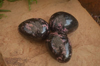 Polished Pink & Black Rhodonite Eggs x 3 From Madagascar