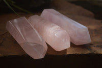 Polished Double Terminated Pink Rose Quartz Points  x 4 From Ambatondrazaka, Madagascar - TopRock