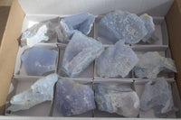 Natural Etched Blue Chalcedony Specimens  x 12 From Nsanje, Malawi