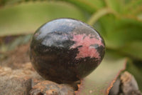 Polished Pink & Black Rhodonite Eggs x 3 From Madagascar