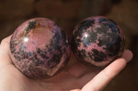 Polished Pink & Black Rhodonite Spheres  x 3 From Madagascar - Toprock Gemstones and Minerals 