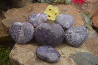 Polished Purple Lepidolite Hearts  x 6 From Madagascar - TopRock