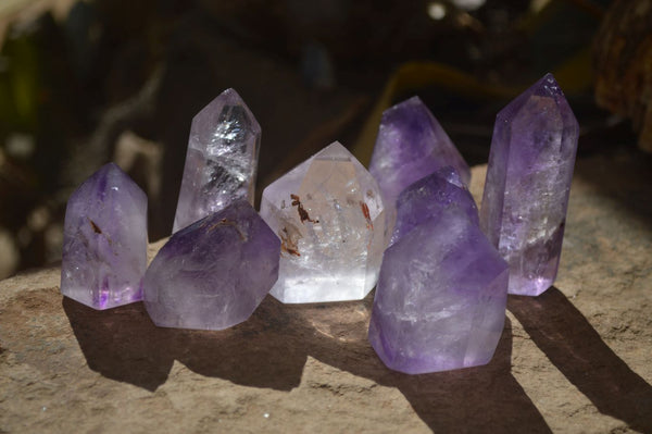 Polished Small Amethyst Points x 12 From Akansobe, Madagascar