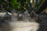 Polished  Wispy Phantom Smokey Quartz Points  x 6 From Madagascar