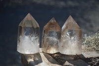 Polished  Wispy Phantom Smokey Quartz Points  x 6 From Madagascar