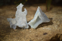 Natural Etched Blue Chalcedony Specimens  x 12 From Nsanje, Malawi