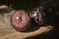 Polished Pink & Black Rhodonite Spheres  x 3 From Madagascar - Toprock Gemstones and Minerals 