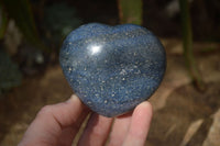 Polished Blue Lazulite Hearts  x 6 From Madagascar