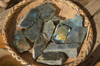 Polished  One Side Polished Labradorite Slices  x 12 From Tulear, Madagascar