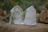 Polished Rare Inclusion Quartz Points x 2 From Madagascar