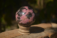 Polished Pink & Black Rhodonite Spheres  x 3 From Madagascar - Toprock Gemstones and Minerals 