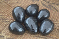 Polished Schorl Black Tourmaline Eggs  x 6 From Madagascar - Toprock Gemstones and Minerals 