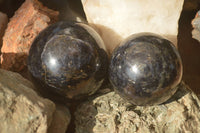 Polished Rare Iolite Spheres x 2 From Ambatofinandrahana, Madagascar