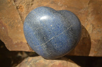 Polished Blue Lazulite Hearts  x 6 From Madagascar