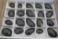 Polished Schorl Black Tourmaline Galet / Palm Stones x 20 From Madagascar