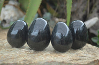 Polished Schorl Black Tourmaline Eggs  x 6 From Madagascar - Toprock Gemstones and Minerals 