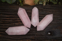 Polished Double Terminated Pink Rose Quartz Points  x 4 From Ambatondrazaka, Madagascar - TopRock