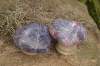 Polished Purple Lepidolite Hearts  x 6 From Madagascar - TopRock