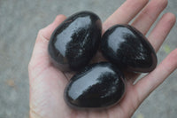 Polished Schorl Black Tourmaline Eggs  x 6 From Madagascar - Toprock Gemstones and Minerals 