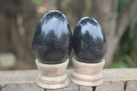 Polished Schorl Black Tourmaline Eggs  x 6 From Madagascar - Toprock Gemstones and Minerals 