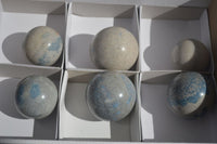 Polished Blue Spotted Spinel Quartz Spheres  x 6 From Madagascar - Toprock Gemstones and Minerals 