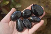 Polished Schorl Black Tourmaline Galet / Palm Stones x 20 From Madagascar