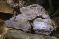 Natural Rough Stichtite & Serpentine Specimens x 3 From Barberton, South Africa